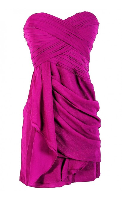 Dreaming of You Chiffon Drape Party Dress in Purple Sparkle by Minuet
